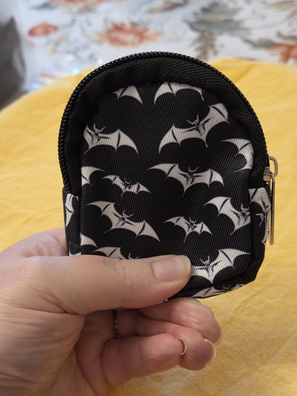Halloween Black & White Bat Backpack-Shaped Purse Charm/ Keychain/ Change Purse